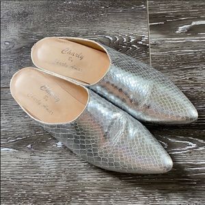Charly Silver Leather Mules